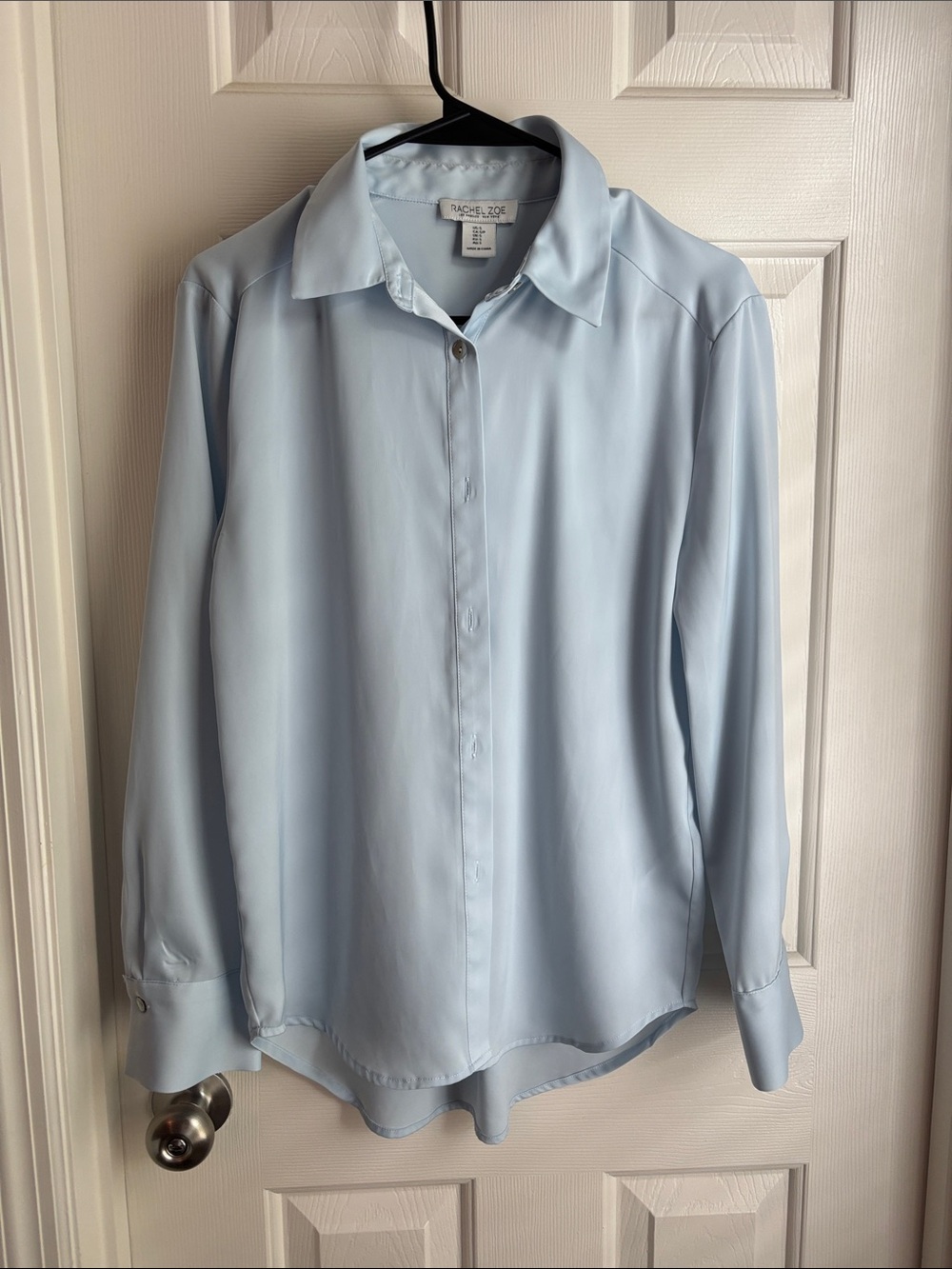 Rachel Zoe Pale Blue Silk-Blend Button Shirt